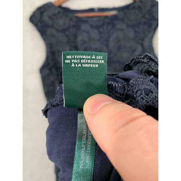 Lauren Ralph Lauren Lighthouse Navy Floral Lace Back Zip Lined Evening Gown 10 - Picture 11 of 13